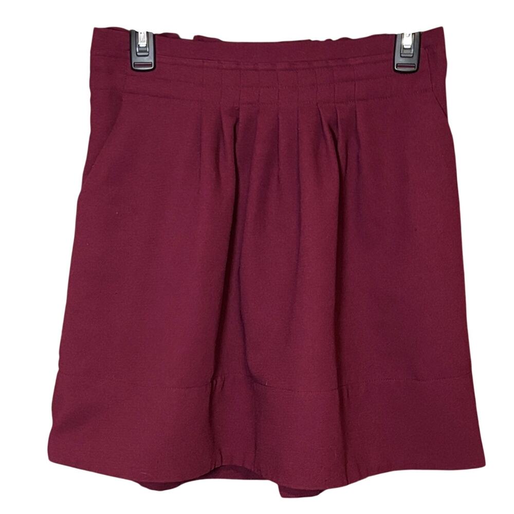 A New Day Burgundy Pull-On Skirt Women’s Small Pleated Elastic Waist